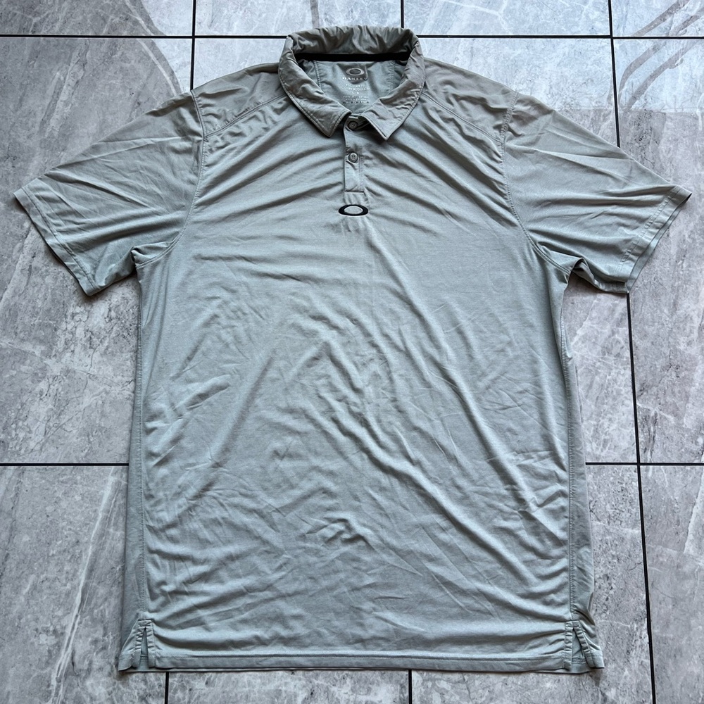 Oakley Hydrolix Performance Mens Grey Embroidered Polo Shirt Golf Snap Buttons L